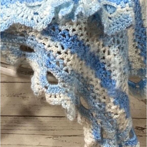 Handmade Crocheted Baby Infant Boy Blanket - Picture 3 of 6